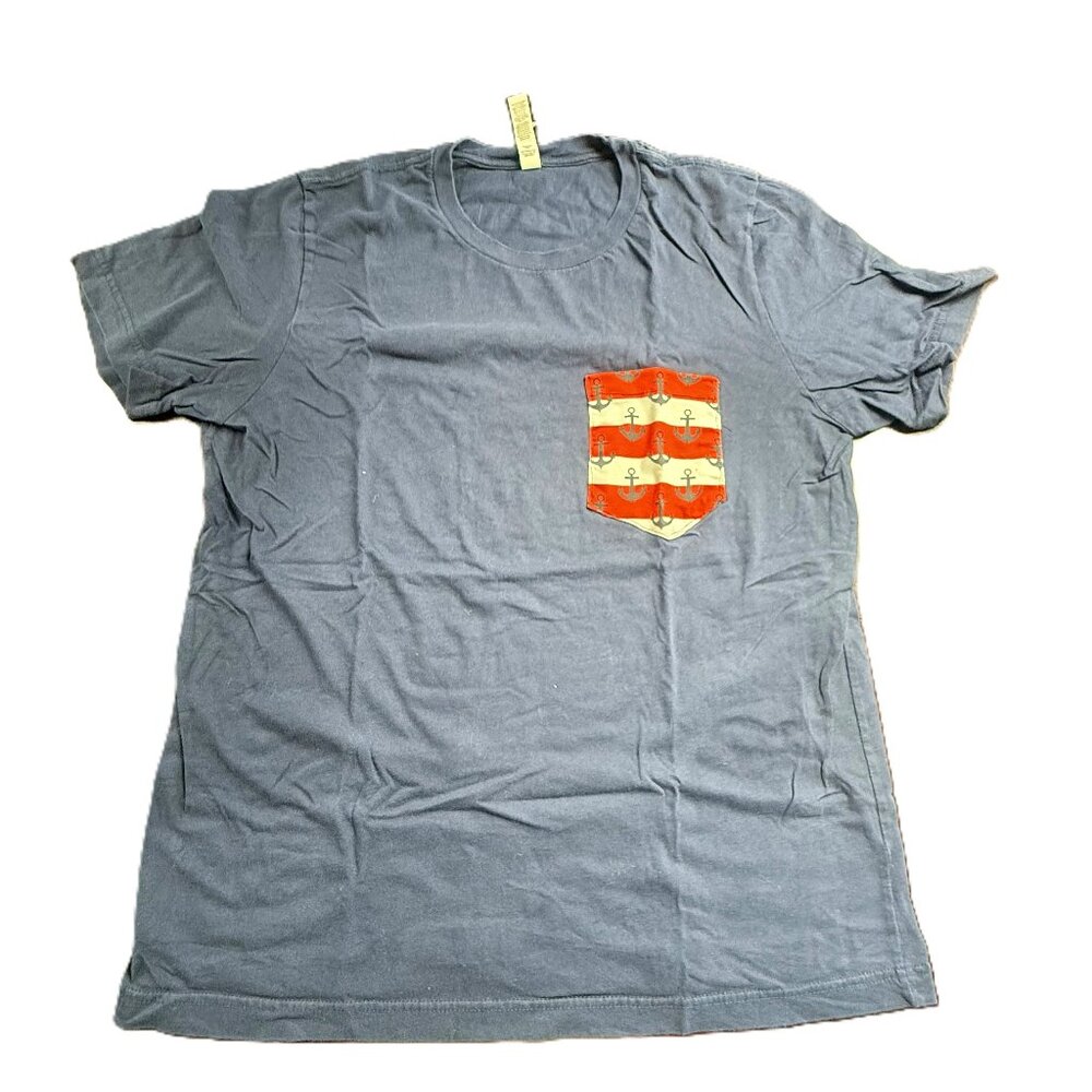Men's Large T-shirt, blue, nautical pocket
